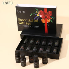 LAIFU 10ml essential oil bottles including rose, frankincense, grapefruit and cedarwood.