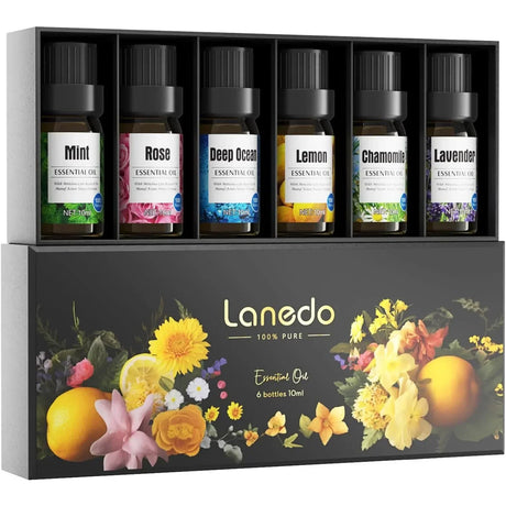 Aromatherapy Essential Oils Gift Set bottle set with 6 calming scents for relaxation, diffusing, and daily aromatherapy use.