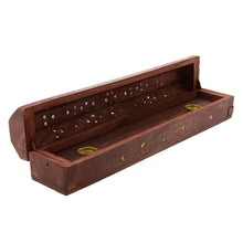 Hand-Carved Wooden Incense Holder artisan wooden tray holder for catching ash while burning incense for spiritual practice and home relaxation.