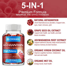 Astaxanthin softgel supplement with coconut oil for daily antioxidant support and general health maintenance.