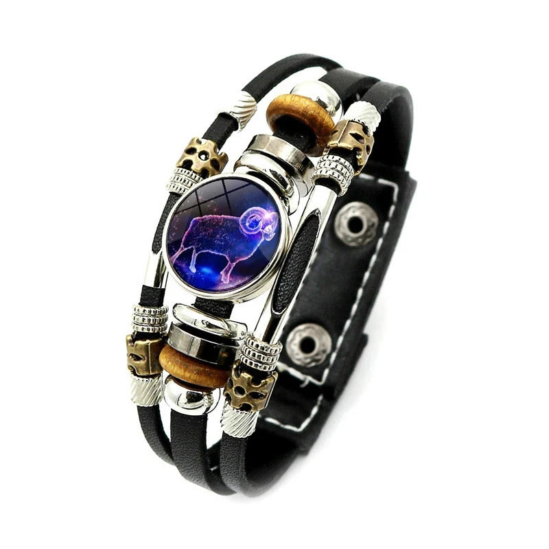 Astrology Constellation leather cuff for zodiac-themed accessorizing, personal style, and daily outfit pairing.