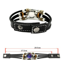 Astrology Zodiac leather bracelet for personal style, horoscope-themed accessorizing, and daily wear.