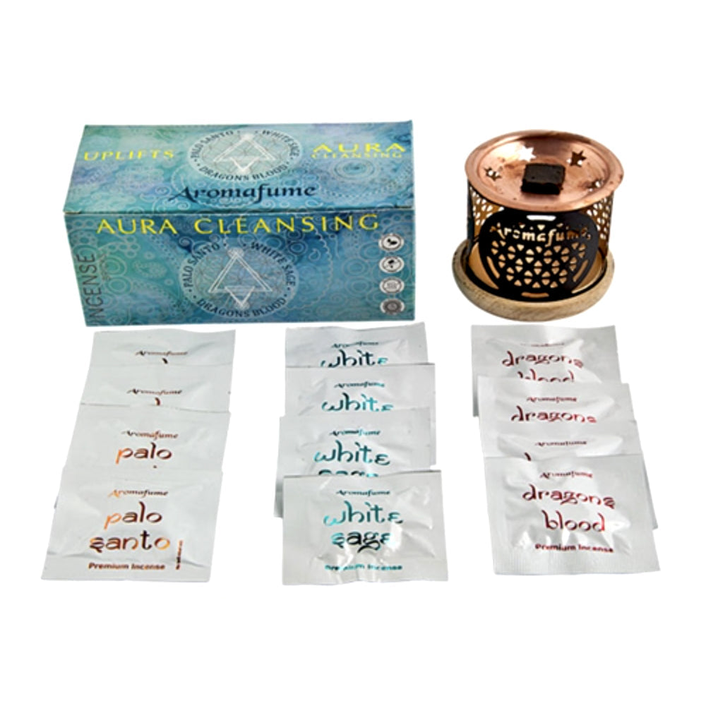 Aura Cleansing Incense Bricks Set, 12 bricks plus burner