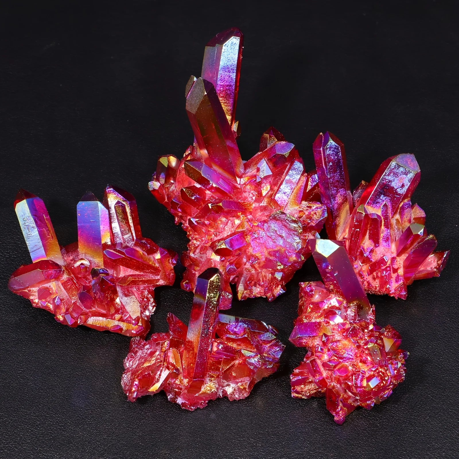 Aura Red Quartz Cluster Healing Crystal for meditation, home décor, and crystal collecting.