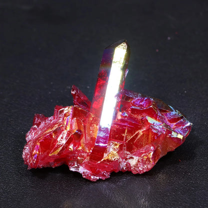 Aura Red Quartz Cluster Healing Crystal for meditation, home décor, and crystal collecting.