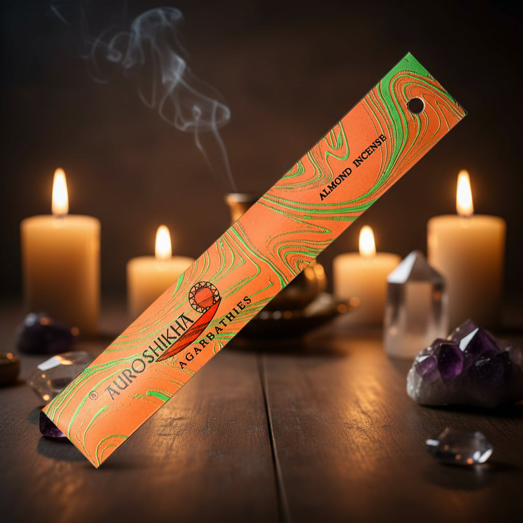 Auroshikha Almond Incense Sticks, 10 gram pack