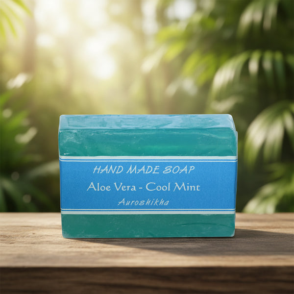 Auroshikha Aloe Vera - Cool Mint Soap, 75 gram bar