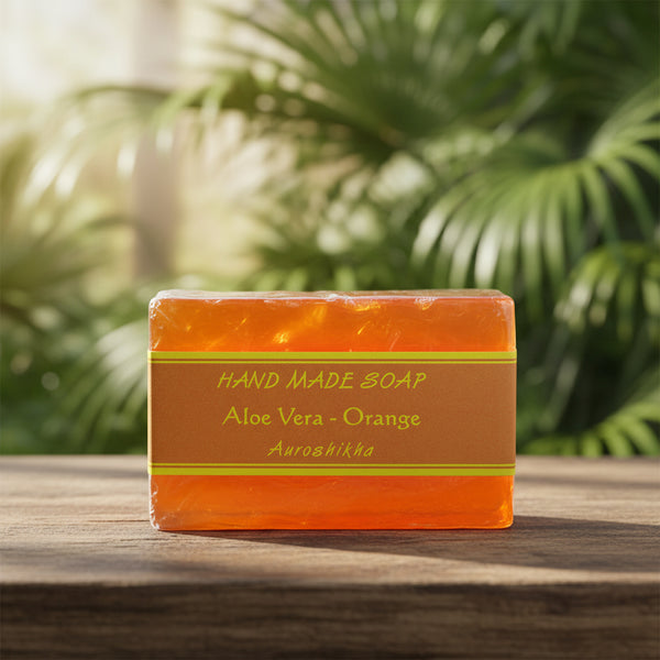 Auroshikha Aloe Vera - Orange Soap, 75 gram bar
