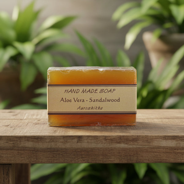 Auroshikha Aloe Vera - Sandalwood Soap, 75 gram bar