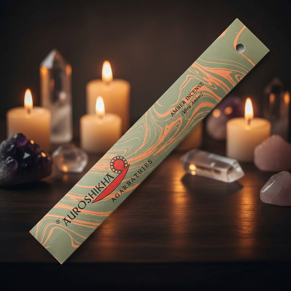 Auroshikha Amber Incense Sticks, 10 gram pack