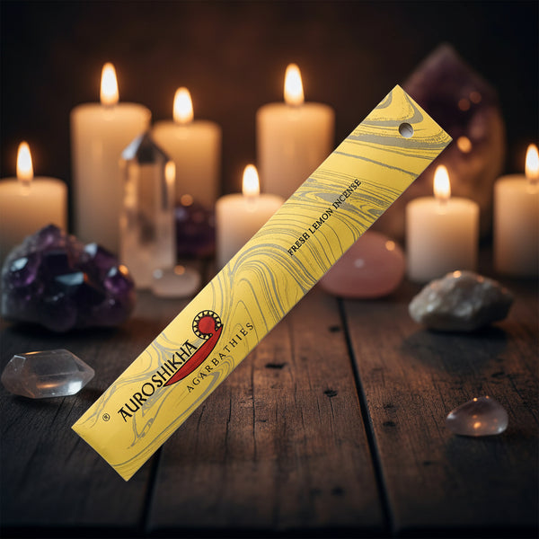 Auroshikha Fresh Lemon Incense Sticks, 10 gram pack