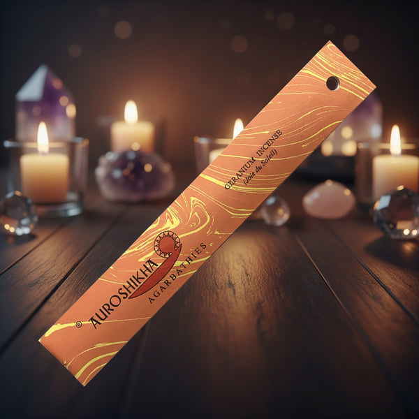 Auroshikha Geranium Incense Sticks, 10 gram pack