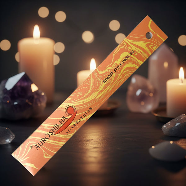 Auroshikha Ginger Spice Incense Sticks, 10 gram pack