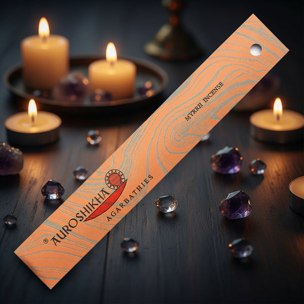 Auroshikha Myrrh Incense Sticks - 10g pack of hand-rolled natural incense