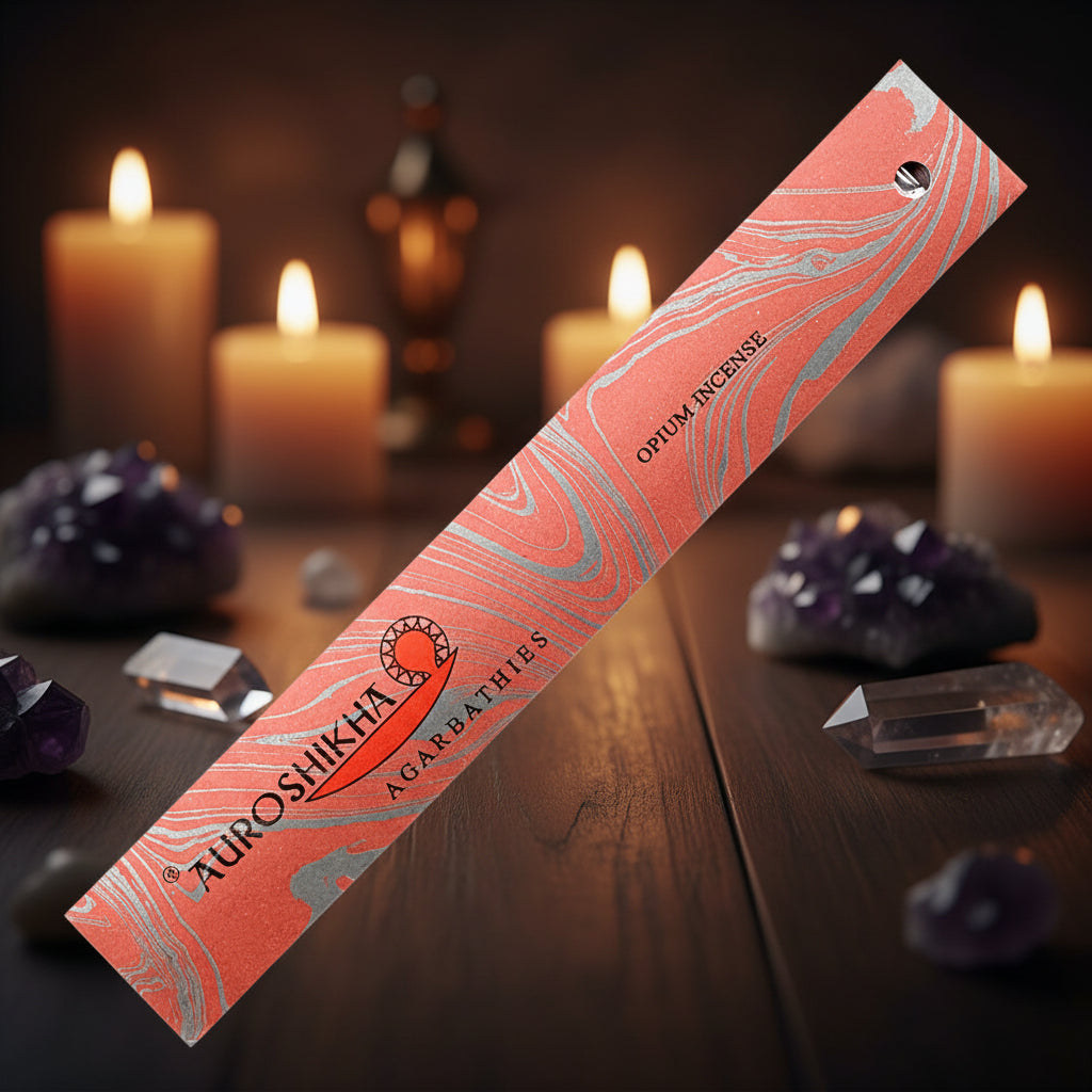 Auroshikha Opium Incense Sticks - 10g pack of hand-rolled natural incense
