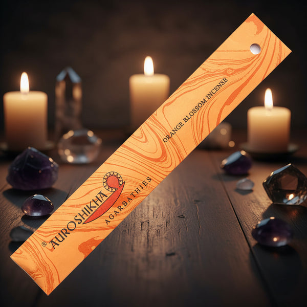 Auroshikha Orange Blossom Incense Sticks - 10g pack of hand-rolled natural incense