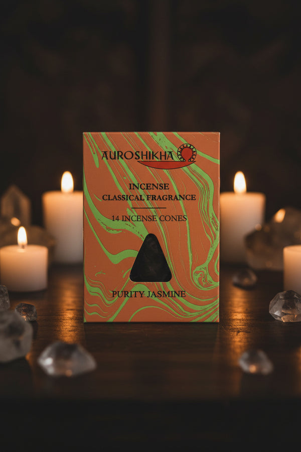 Auroshikha Purity Jasmine Incense Cones - hand-made natural incense cones