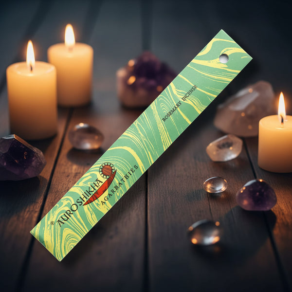 Auroshikha Rosemary Incense Sticks - 10g pack of hand-rolled natural incense