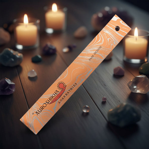 Auroshikha Sage Incense Sticks - 10g pack of hand-rolled natural incense