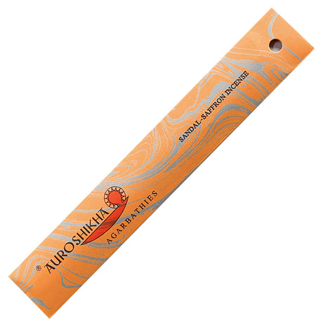 Auroshikha Sandal Saffron Incense Sticks - 10g pack of hand-rolled natural incense