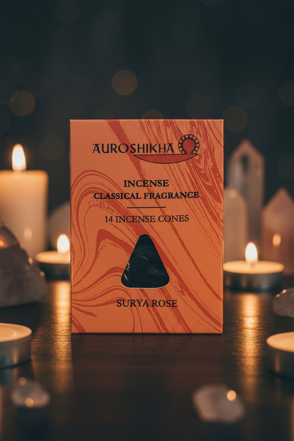 Auroshikha Surya Rose Incense Cones - hand-made natural incense cones