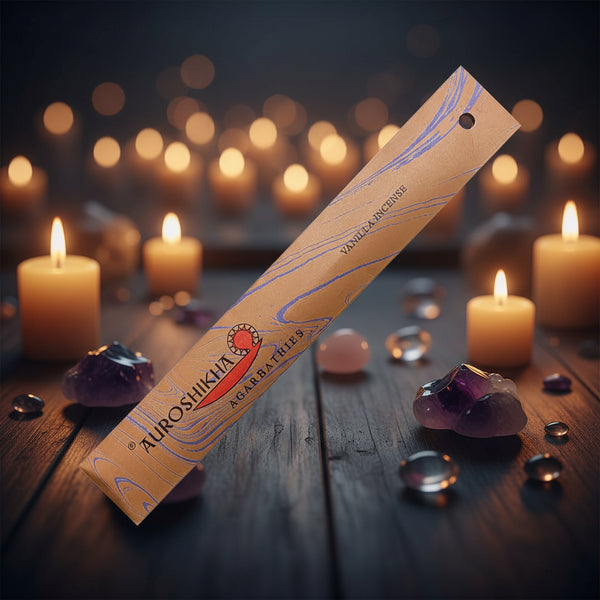Auroshikha Vanilla Incense Sticks - 10g pack of hand-rolled natural incense