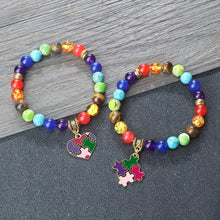 Autism Awareness gemstone chakra bracelet for chakra healing, relaxation, and holistic wellness practice.