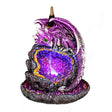 Baby Dragon Geode Backflow Burner - LED-lit dragon and crystal cave incense burner