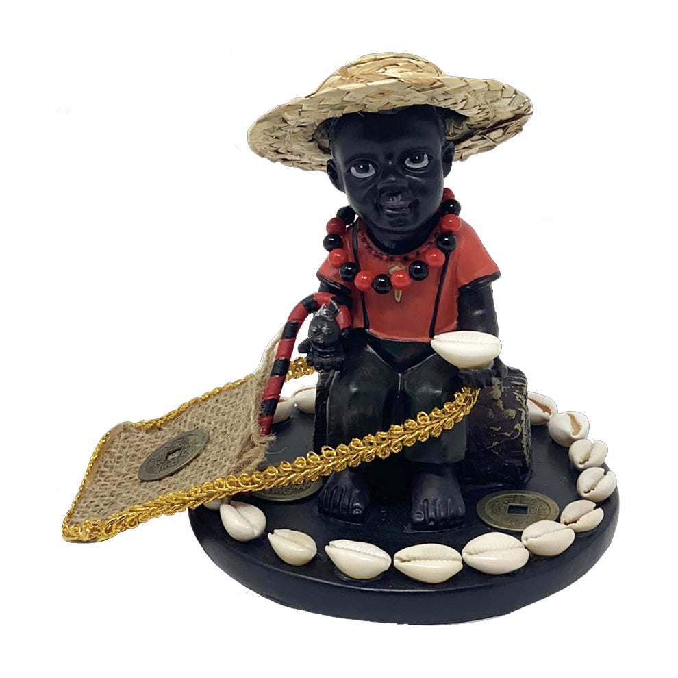 Baby Elegua Statue 6 inch - Santeria devotional statue with removable accessories