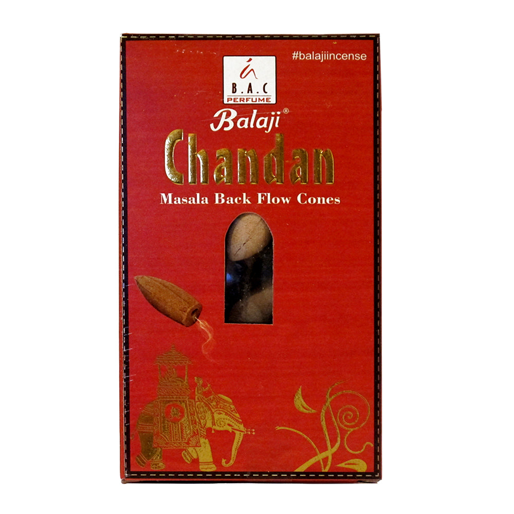 Balaji Chandan Masala Backflow Incense Cones - 10 sandalwood incense cones