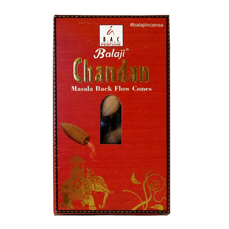 Balaji Chandan Masala Backflow Incense Cones - 10 sandalwood incense cones
