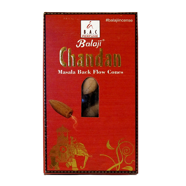 Balaji Chandan Masala Backflow Incense Cones - 10 sandalwood incense cones