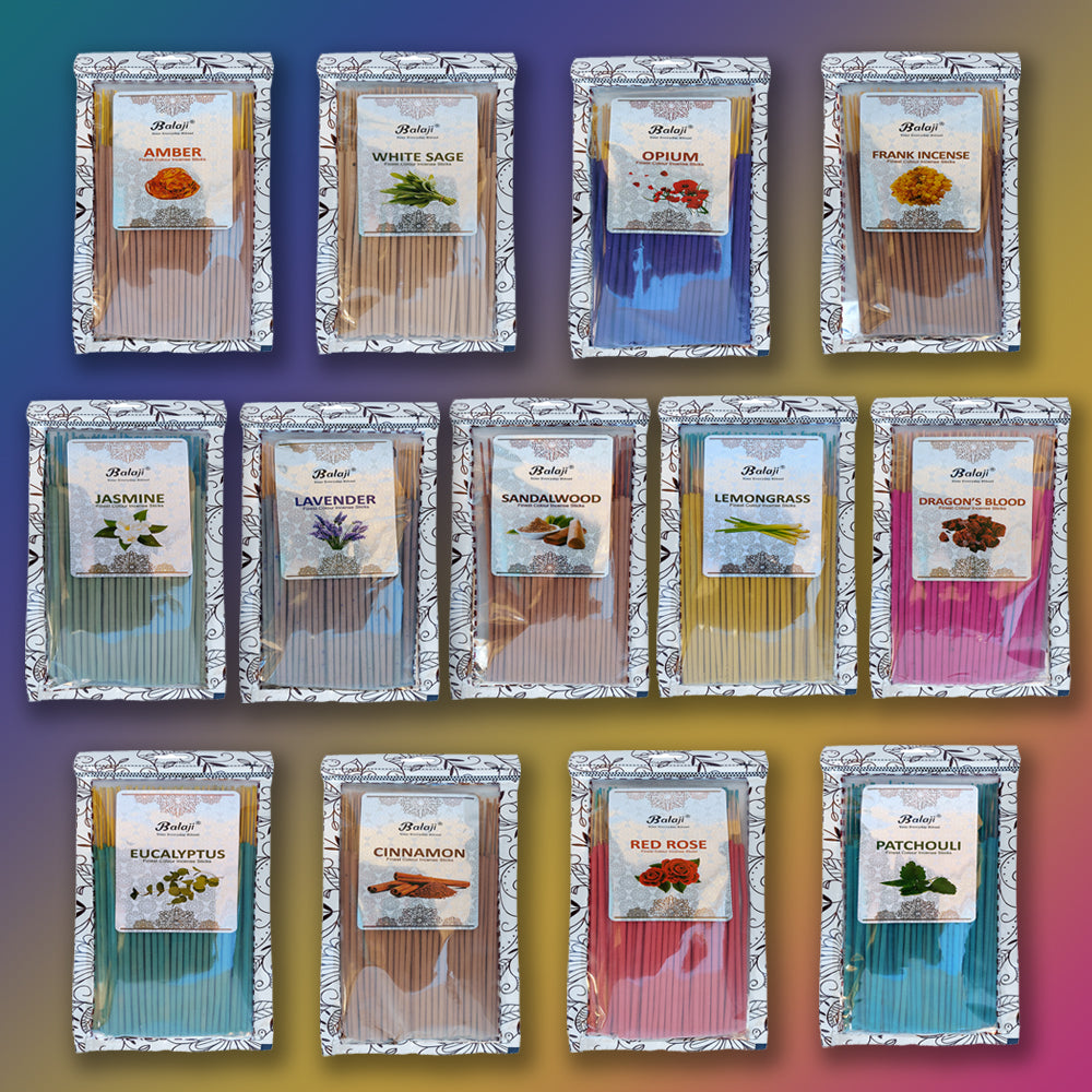 Balaji Collection Incense Sticks - 145g variety pack of 12 fragrances