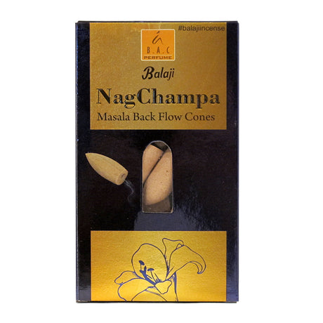 Balaji NagChampa Masala Backflow Incense Cones, box of 10