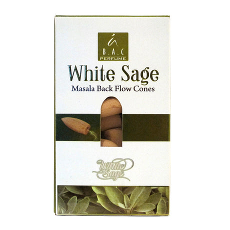 Balaji White Sage Masala Backflow Incense Cones, box of 10