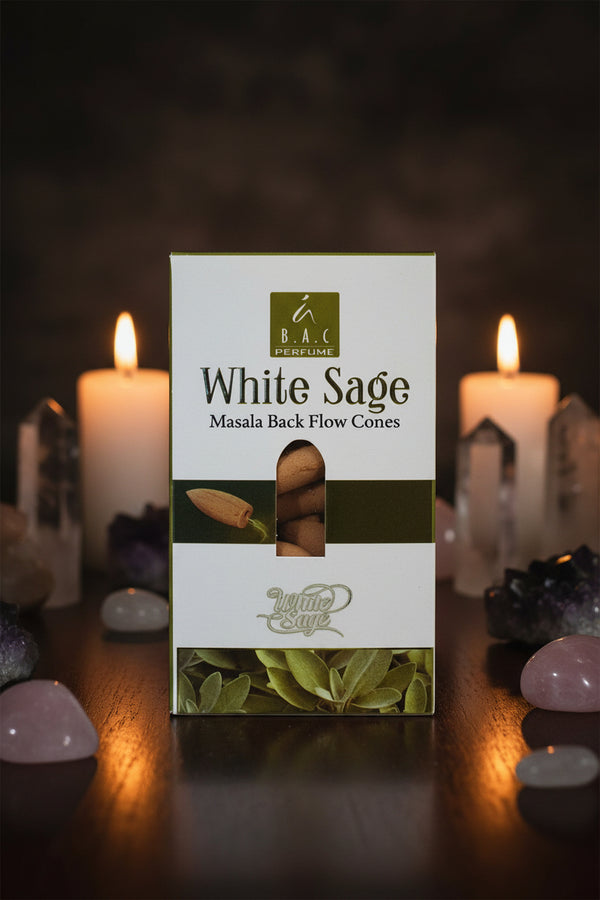 Balaji White Sage Masala Backflow Incense Cones, box of 10