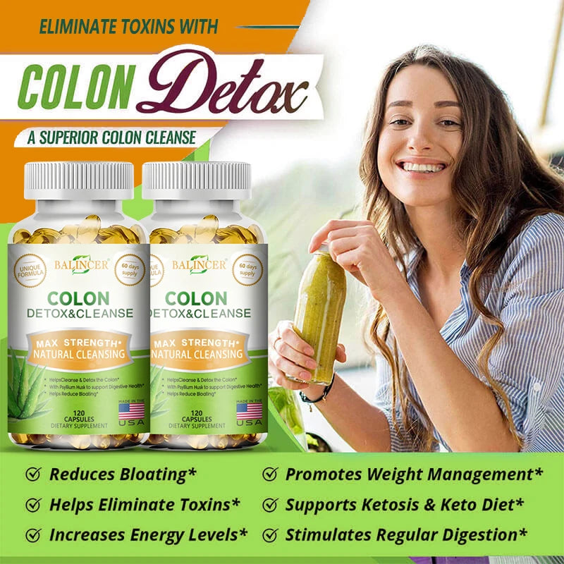 Balincer Colon Cleansing & Gut Health Supplement capsules bottle for digestive regularity, colon support, and gut health maintenance.
