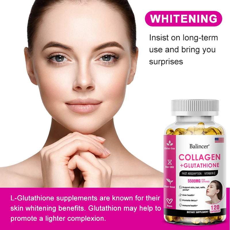 Balincer Glutathione Collagen Supplement capsules for antioxidant support, collagen wellness, and everyday supplement use.