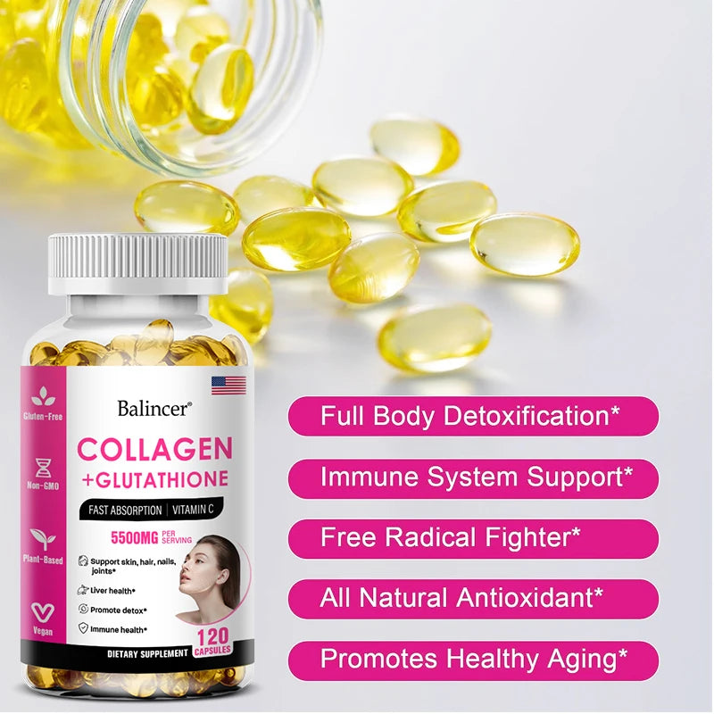 Balincer Glutathione Collagen softgel supplement for beauty support, antioxidant care, and daily health routines.