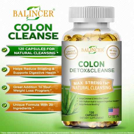 Balincer Colon Cleansing & Gut Health Supplement dietary supplement bottle for colon cleanse support, digestion, and everyday gut balance.