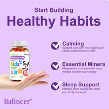 Balincer Kids Calm & Sleep Magnesium Citrate gummy supplement bottle for evening wellness routines and bedtime use.