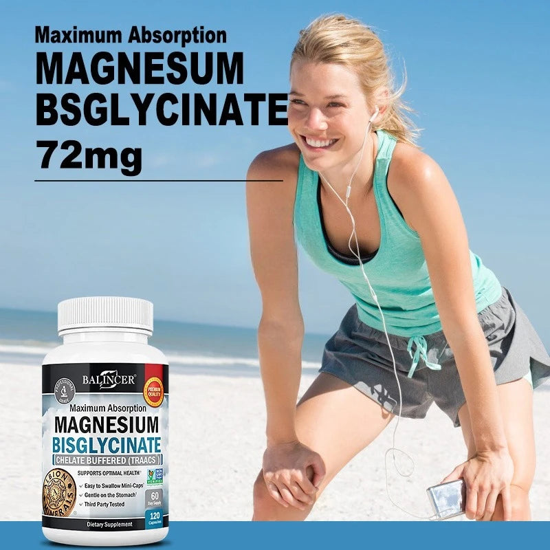 Balincer Magnesium Bisglycinate Capsules supplement for daily magnesium intake, nerve health, and energy support.