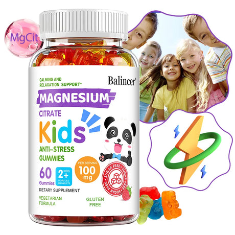 Balincer Magnesium Citrate Calm & Sleep Gummies for Kids bottle for bedtime wellness routines and calm-focused kids supplement use.