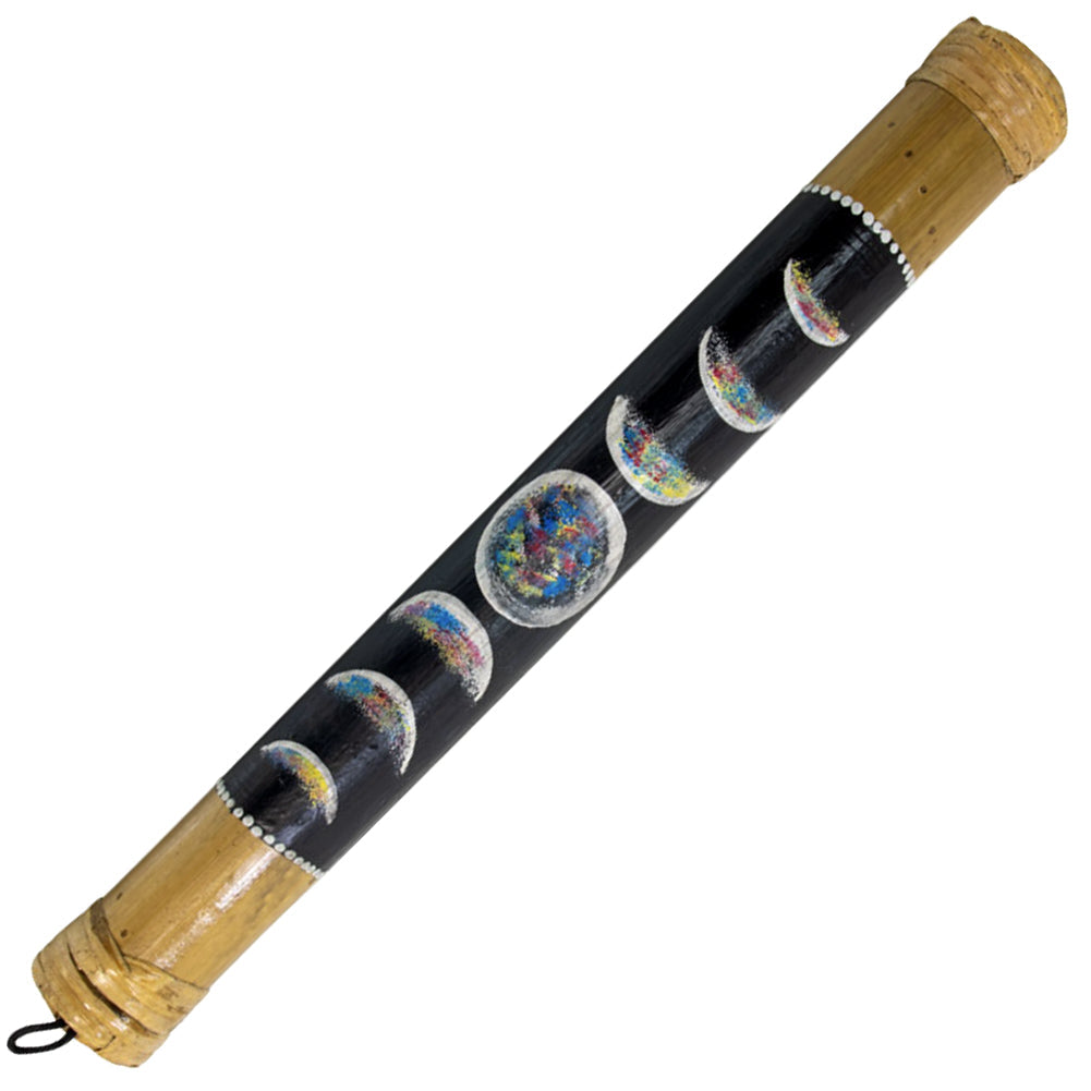 Bamboo Painted Rainstick - Moon Phases - Small, hand-painted bamboo rainstick