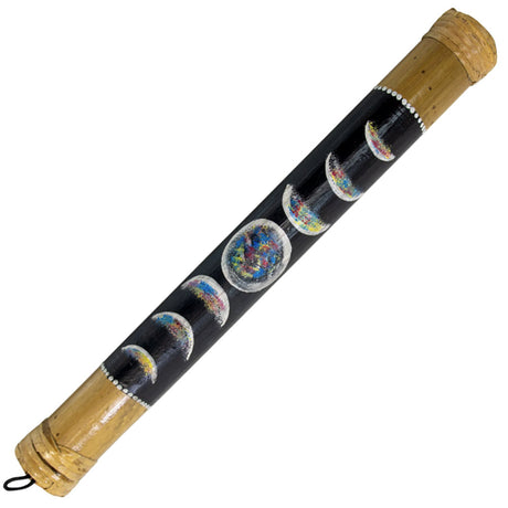 Bamboo Painted Rainstick - Moon Phases - Small, hand-painted bamboo rainstick