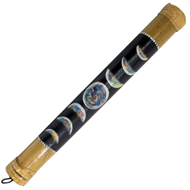 Bamboo Painted Rainstick - Moon Phases - Small, hand-painted bamboo rainstick