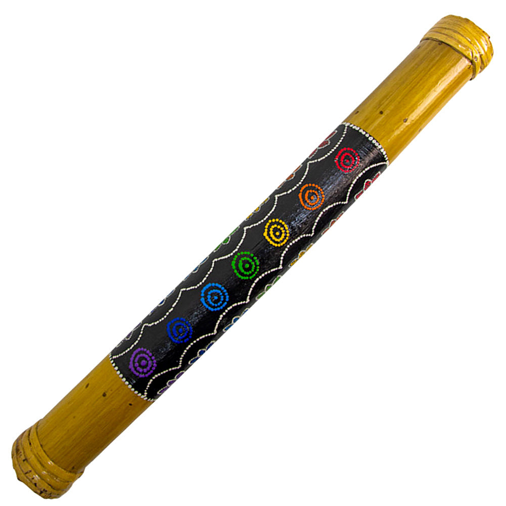 Bamboo Rainstick Chakra - Small, hand-painted bamboo and rattan rainstick
