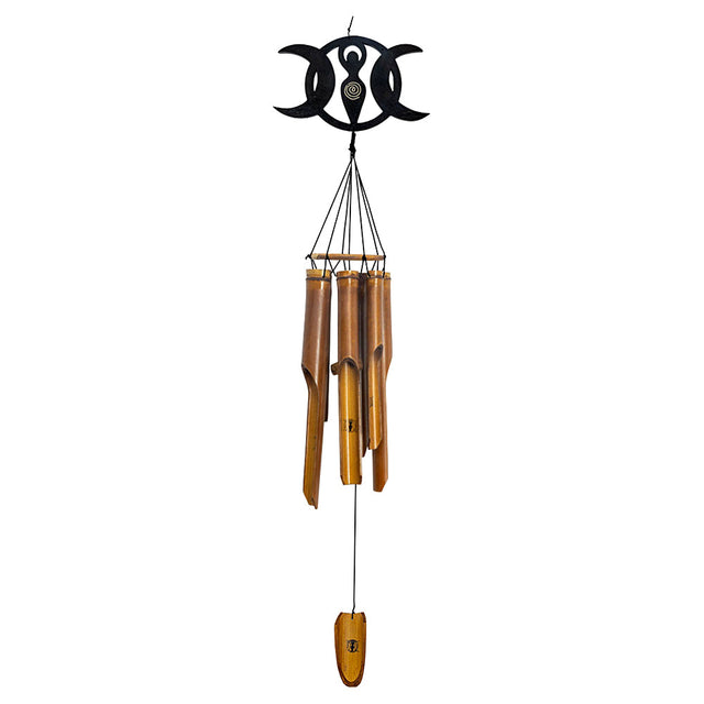 Bamboo Wind Chime - Triple Moon Goddess, 22 inch handcrafted bamboo chime