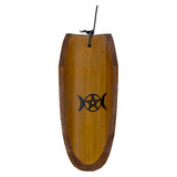 Bamboo Wind Chime - Triple Moon w/Pentacle, hanging display view