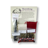Banishing Ritual Spell Kit, complete ritual kit with candle, herbs, charcoal and amulet